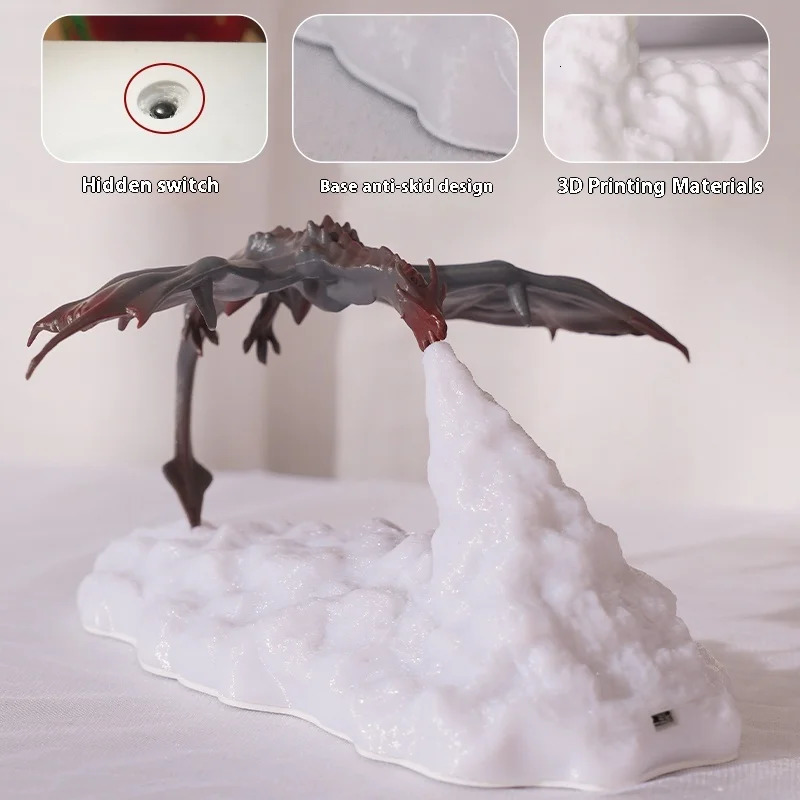 Dragon Charizard Nightlight Creative Christmas Gift Ornaments Fire Dragon 3D Printed Light Atmosphere Decoration Bedroom Desktop 241212