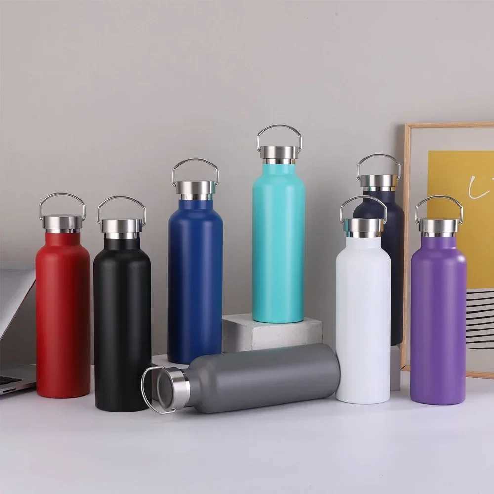 Stainless steel hot water bottle cup with lid portable outdoor vacuum valve cover childrens water bottles 350ML 500ML 750ML Y241211