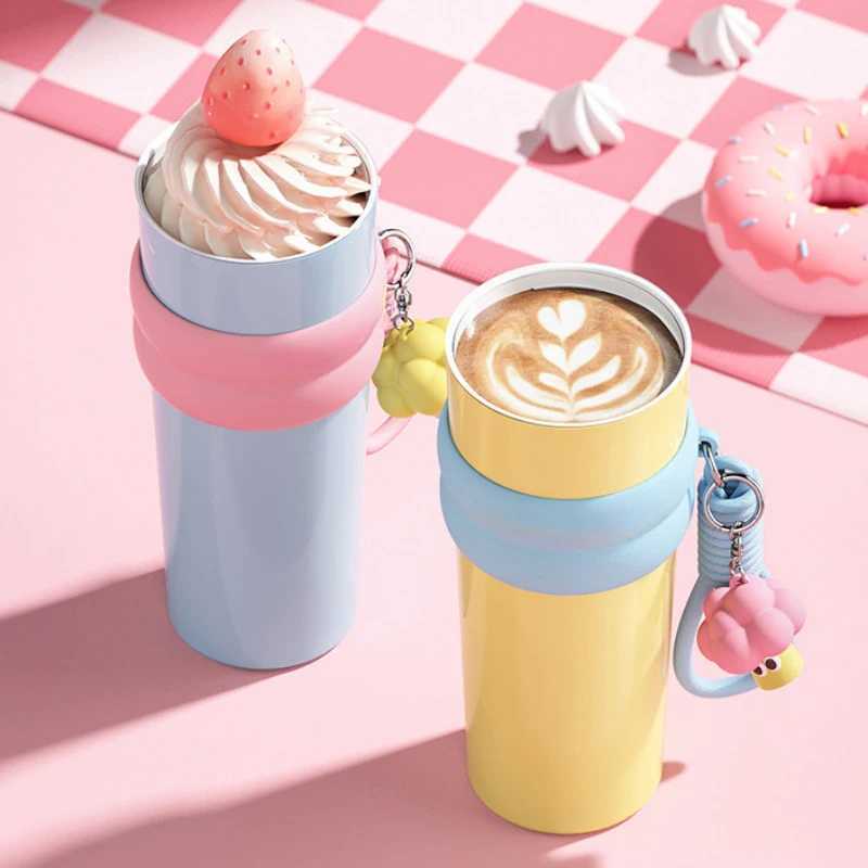 710ml hot g stainless steel vacuum foil inflatable water bottle with straw coffee cup wagon portable Y241211