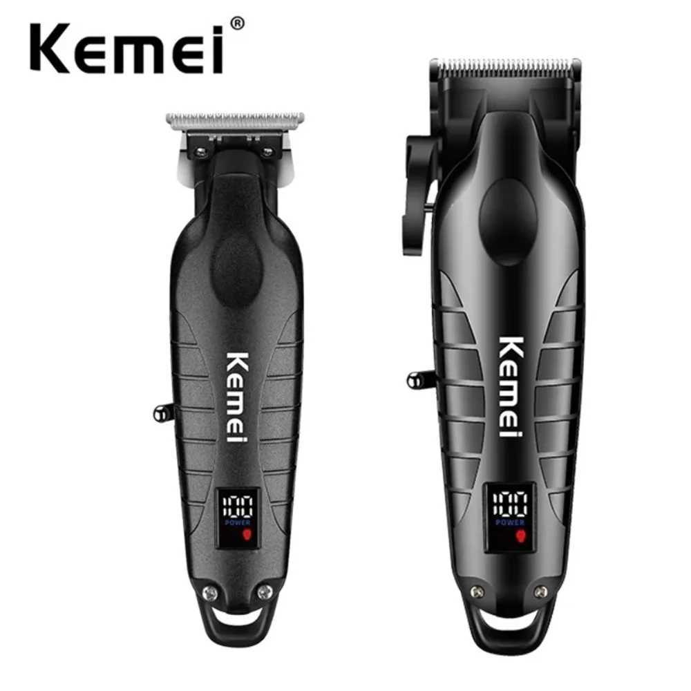 Kemei 2290 2293 Professional Cordless Hair Clipper Men Barber Fade Clipper and Zero Gapped Trimmer Set Electric Hair Cutting Kit W241212