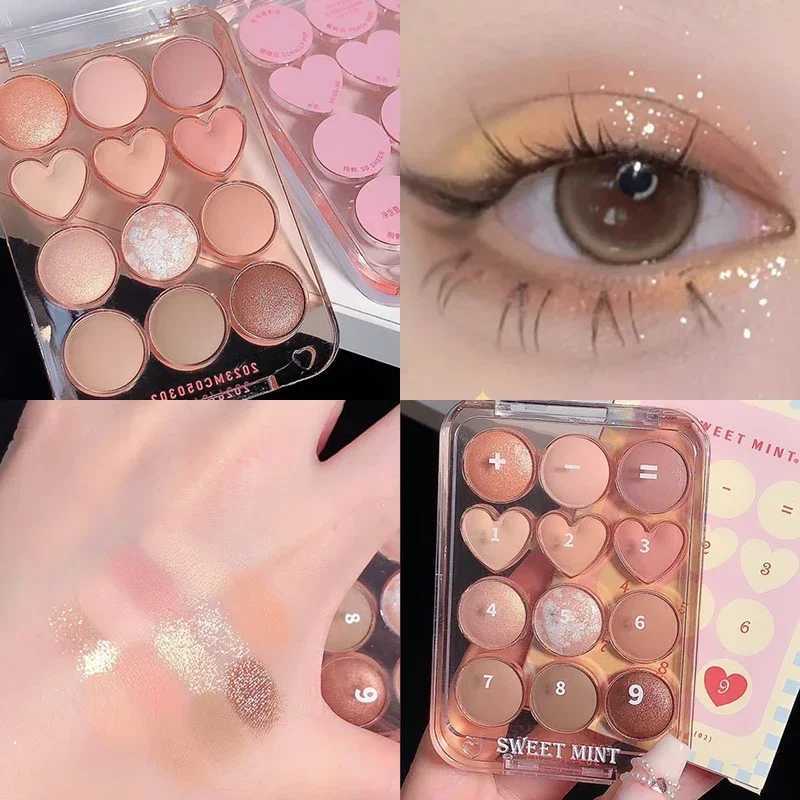 12 color love eye shadow palette natural cool color tone low saturation matte eye shadow tray pink brown makeup cosmeticsW241212
