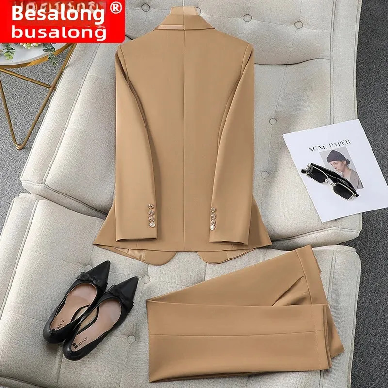2024 womens long sleeved professional Western style bus jumpsuit Trouser smart workwear wardrobe stapler 241211