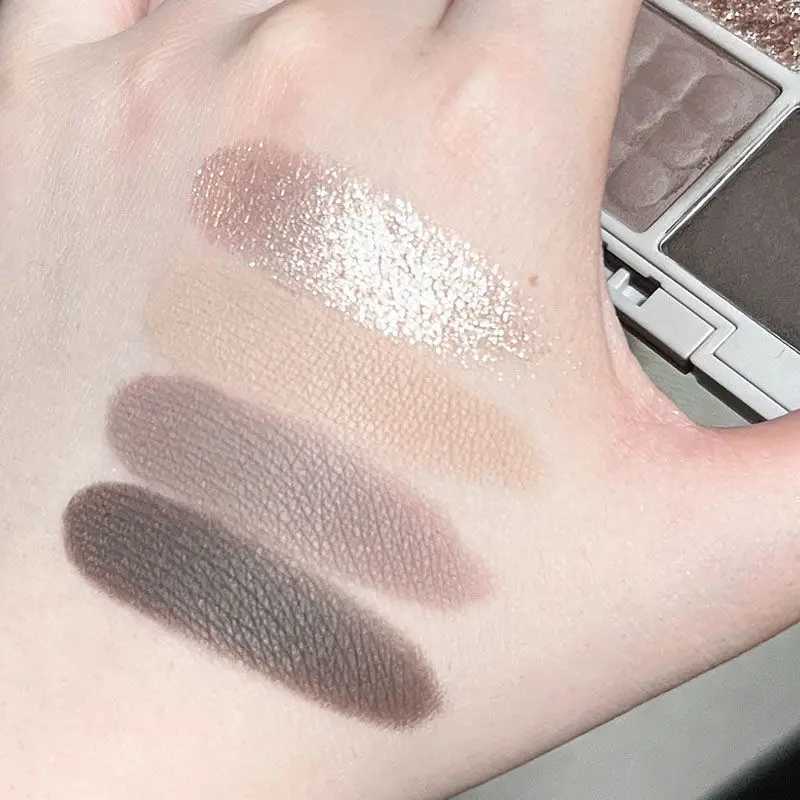 Smoke Dark Grey 4-color Eyeshadow light Bright Matte Glitter Eye Shadow Shimmer Pigment Palette Lasting Earth Black MakeupW241212