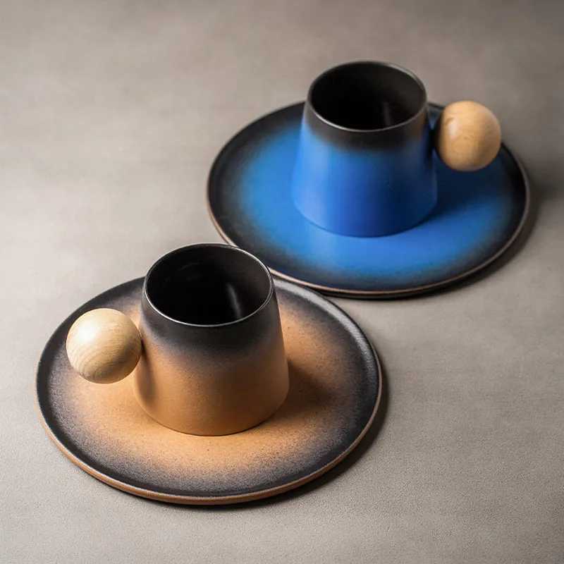Lightweight luxury ceramic coffee cup and sauce set beautiful appearance creative dehydration cup Y241211