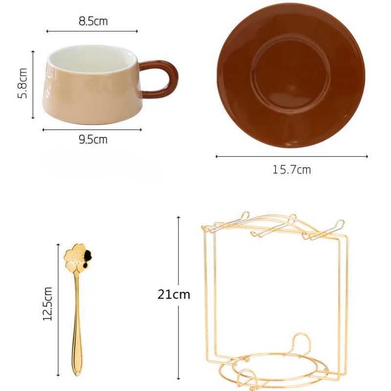 European style creative retro ceramic cup with high aesthetic value tea cup and sauce set luxury coffee g afternoon tea g Y241211