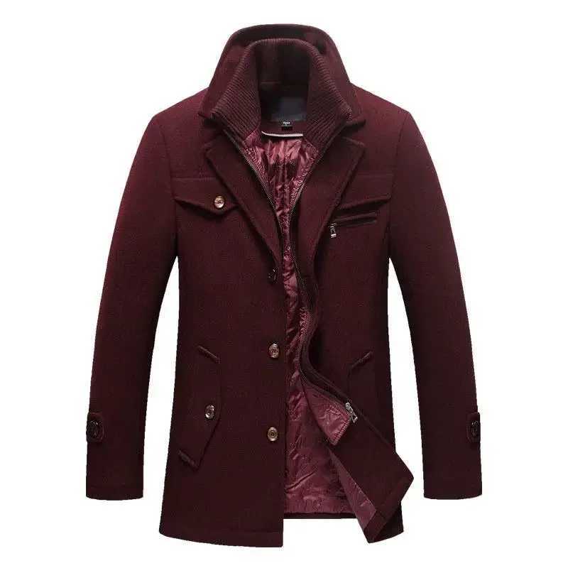 New winter wool coat ultra-thin slim fit jacket mens casual warm jacket mens pea coat size M-4Xl direct shipping 4 colors W241211 - view 3