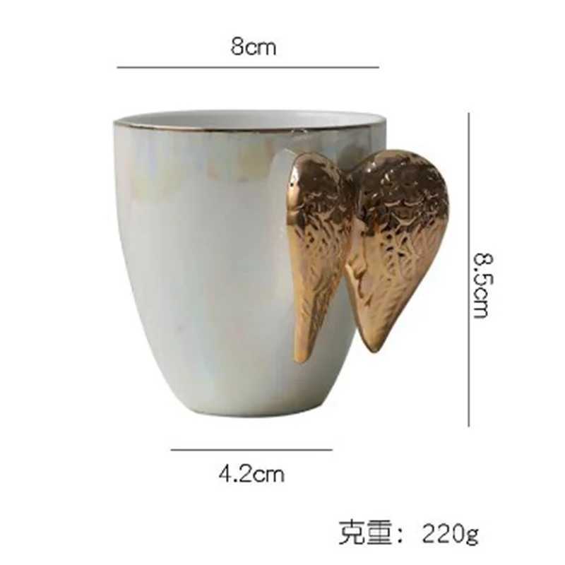 Ceramic g Goodens Golden Angel Wings Cup Lamp Luxury Tea Cup Coffee Milk g Couple Birthday Gift Cup Y241211
