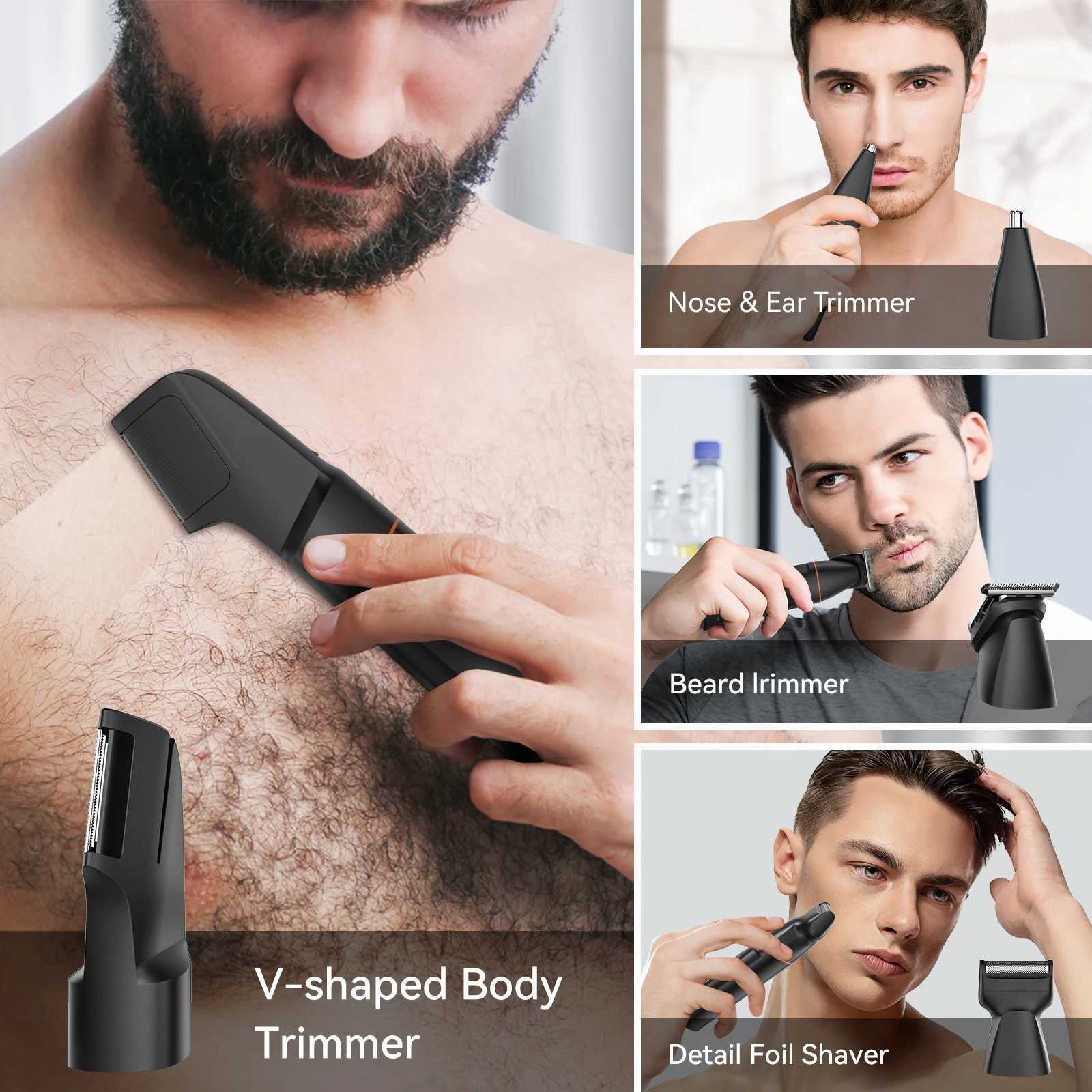 MAXGROOM 4-in-1 Mens Body Hair Trimming Kit Pubic Hair Trimmer Nose Beard Trimmer Electric IPX6 Waterproof Mens Beard Trimmer W241212
