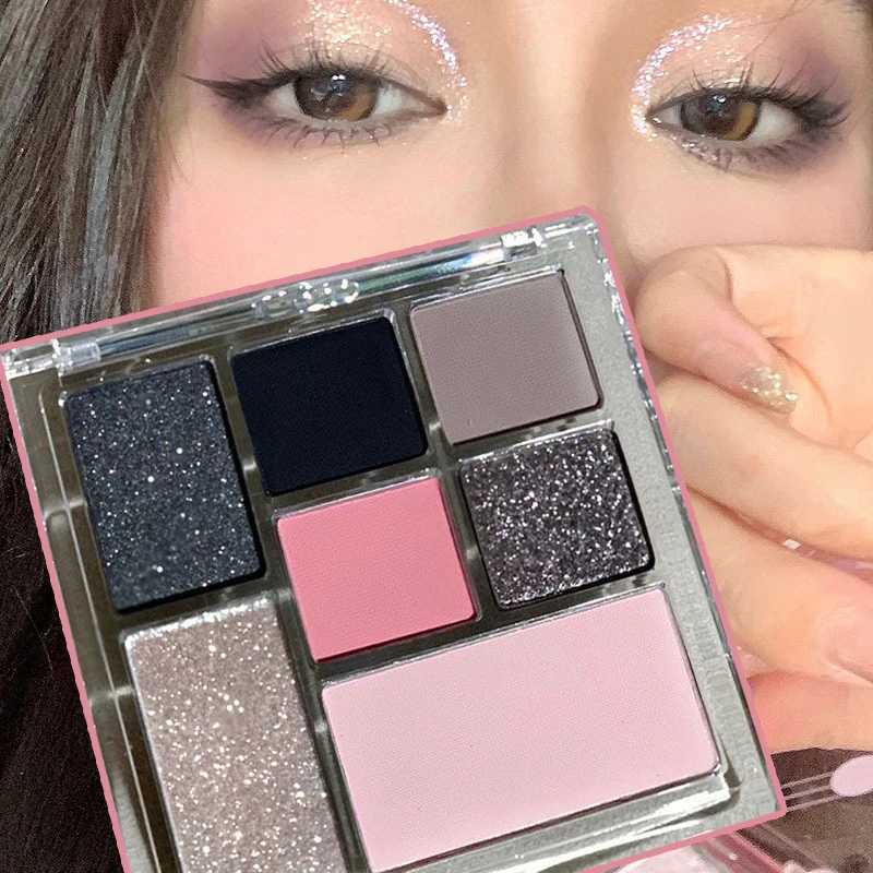 Pink Black Color Shimmer Eyeshadow Palette Glitter Sequins Shiny Eye Shadow Eye Pigments Millennial Style Girls Makeup PaletteW241212