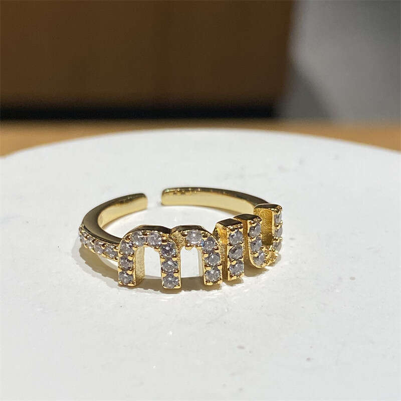Korean New Letter M Crystal Zircon Adjustable Ring for Women Gold Color Couple Rings Elegant Women's Daily Work Accessories