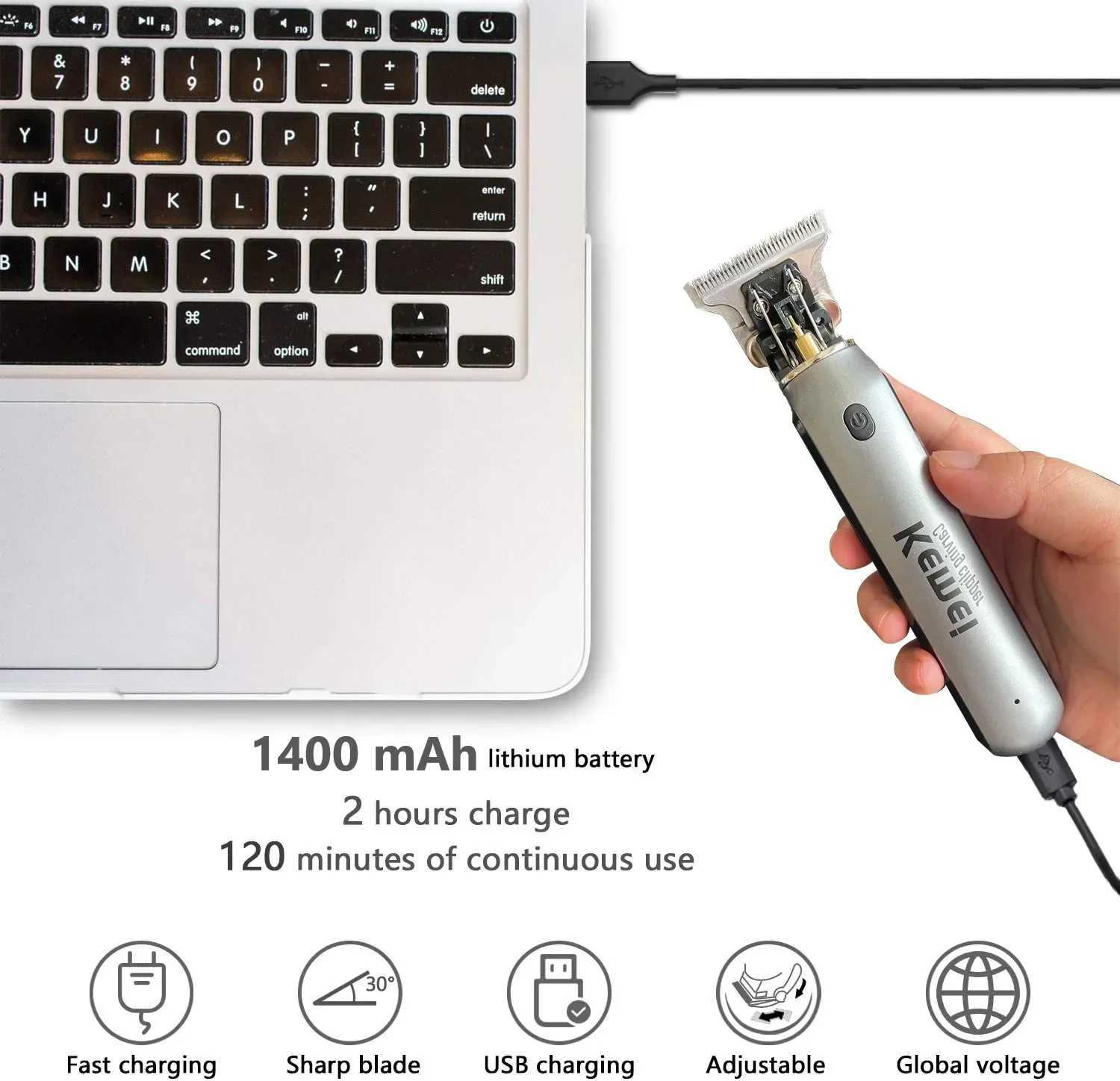 KEMEI Electric T9 Hair Clipper Mens Hair Clipper Professional Hair Clipper Beard Rechargeable Oil Head Trimmer KM-1757 W241212