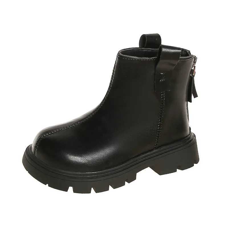 Boots Children Leather warm Girls Fashion 2024 Winter New Casual Comfortable Short Kids Versatile Anti-slip Cotton H241212LSTX