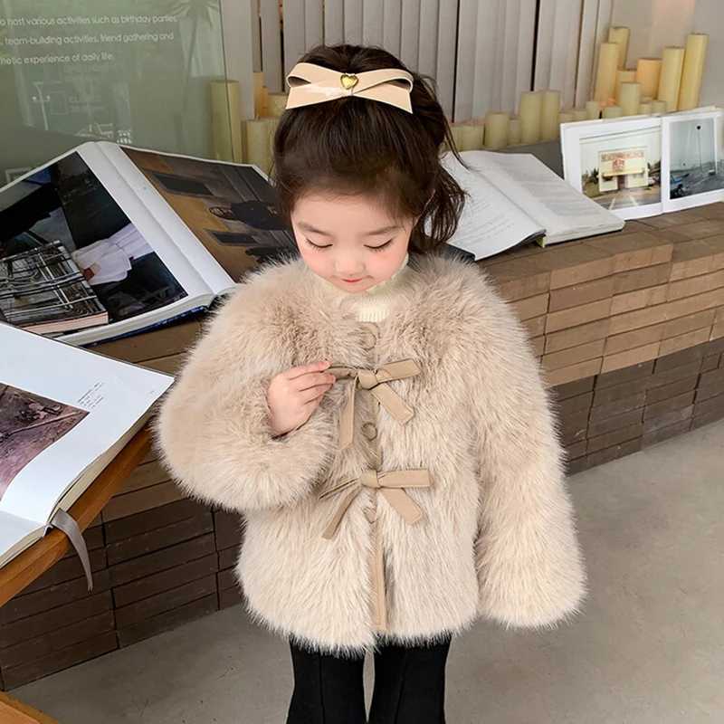 1-8 Year Children Baby Girls Jacket Autumn Winter Warm Faux Fur Coat For Girls Christmas Princess Outwear Fashion Plush ClothingXJ241211