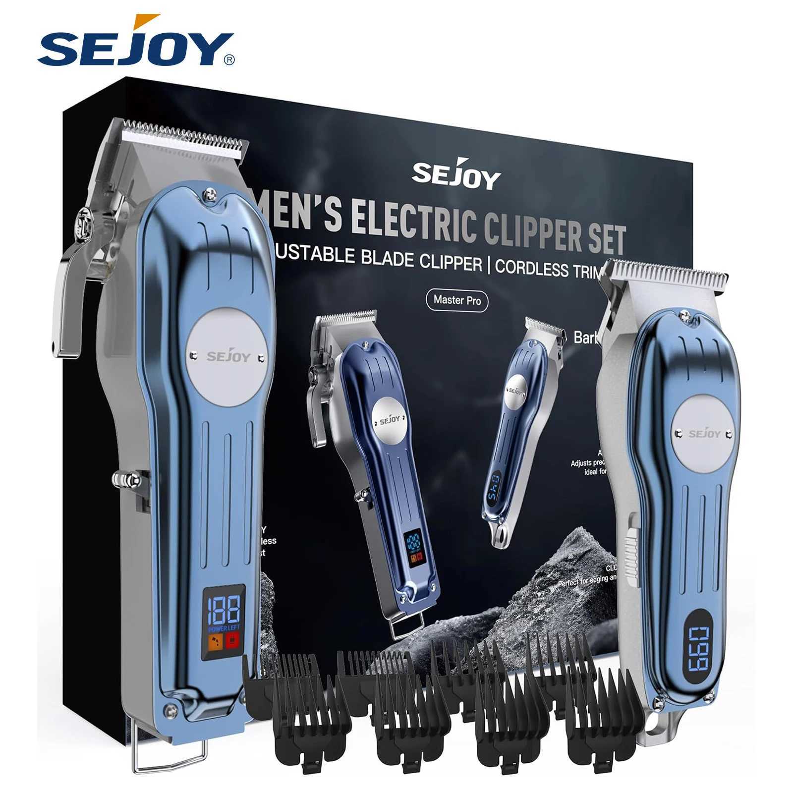 Sejoy Hair Clippers for Men Cordless Trimmers with LCD Display Guide Combs for Hair Cutting Machine Rechargeable Barber Kit W241212