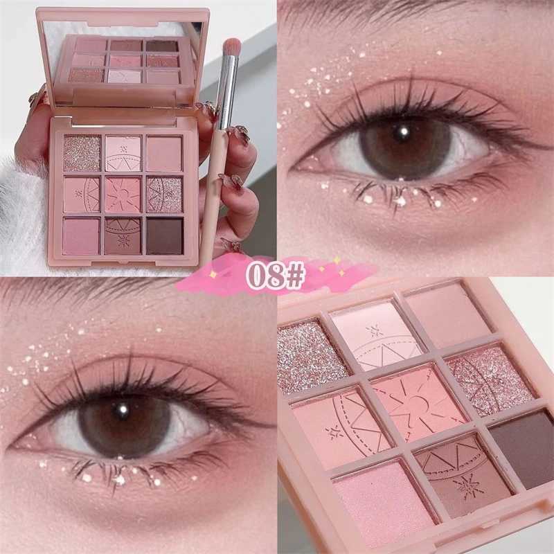 9 Color Glitter eye shadow Palette Taro Ash Tone Pink Lace Matte eye shadow Palette Waterproof eye shadow Korean MakeupW241212