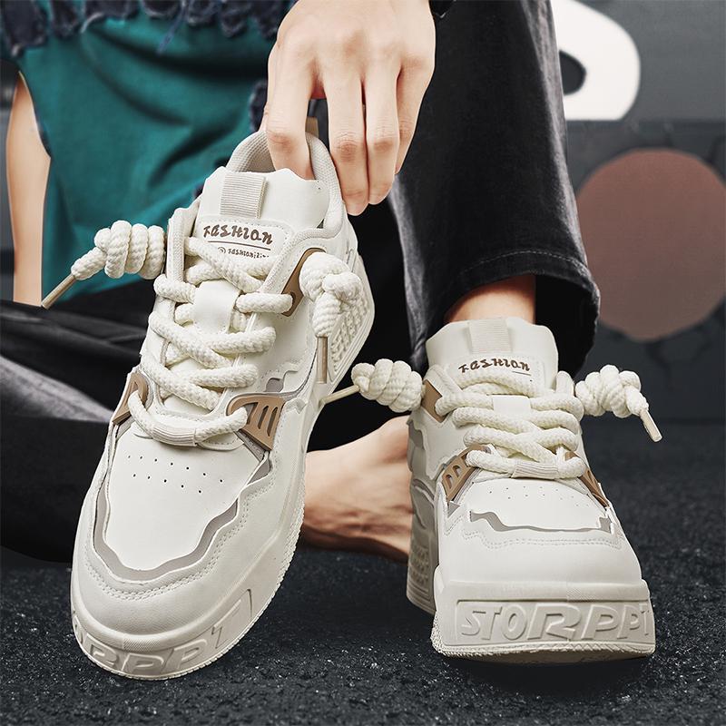 Casual Shoes Men Sport Shoes Brown Black Trendy Flat Heel Non-Slip Tennis Durable Platform Sneaker