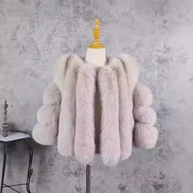 Autumn and Winter New Fox Fur Coat for Girls Trendy Personalized Warmth Patchwork Coat Fashion Children ClothesXJ241211