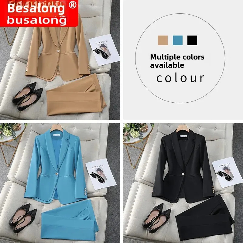 2024 womens long sleeved professional Western style bus jumpsuit Trouser smart workwear wardrobe stapler 241211