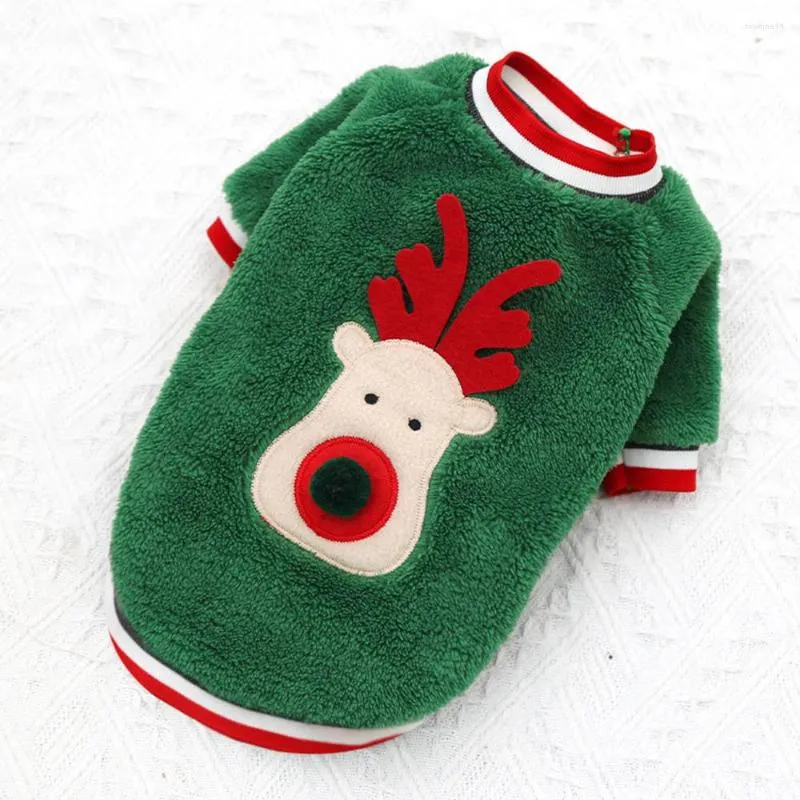 Dog Apparel Warm Christmas Pets Clothes For Small Dogs Winter Soft Fleece Sweater Cute Elk Print Pet Clothing Chihuahua Puppy Cat HF26