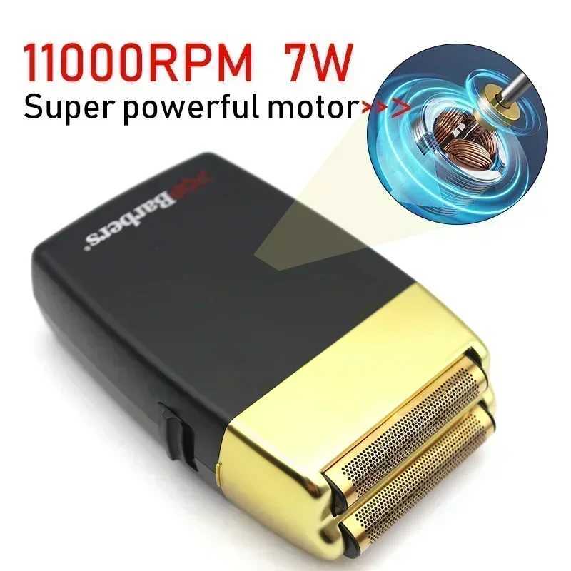 11000 RPM POP Barbers P620 Professional Electric Mens Beard Trimmer Double Foil Shaver Electric Shaver USB Hair Cutting Machine W241212
