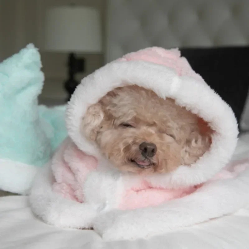 Warm Blanket Plush Coat for Dog Pet Plush Sweater Home Cloak Puppy Clothes Teddy Clothing Winter Fleece Thicken Warm Coat Gifts 241212