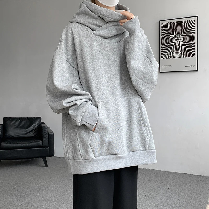 MXXXXXXXXL Large Mens Zipper Hoodie Solid Color Long Sleeve Sweater with Pocket Top 8XL 7XL 6XL 241206