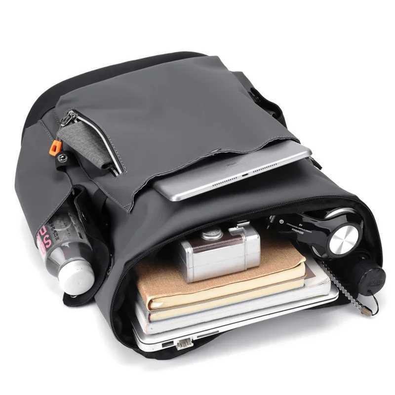 High Quality PU Leather Waterproof Mens Laptop Backpack Large Cputer Backpack for Business Urban Man Backpack USB Charging Z241211