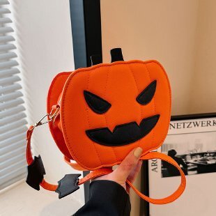 Halloween Fun Pumpkin New Fashion Color Comparison Creative Splicing Fashion Single Shoulder Women's Cartoon Crossbody Bag