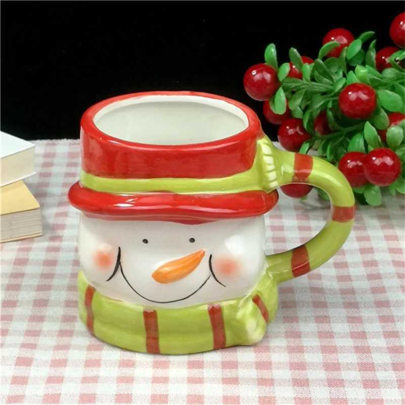 Christmas Cup Cute Cartoon Ceramic Water Cup Santa Claus Elk Snowman Penguin G Coffee Cup Gift Set Newcomer Holding Gift Y241211