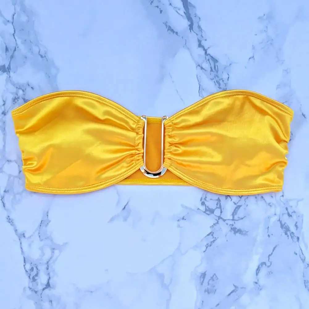 Women Bikini Set Off Shoulder Satin Bikini Set with Quick Dry Padded Wir Swimsuit for Women Hot Spring Bathing Suit LadyXJ241212