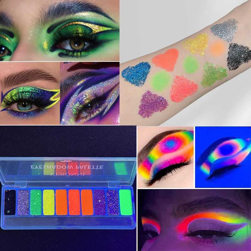 10 colors neon light bright eye shadow palette color eye shadow makeup pigment eye shadow tray matte shiny cosmeticsW241212
