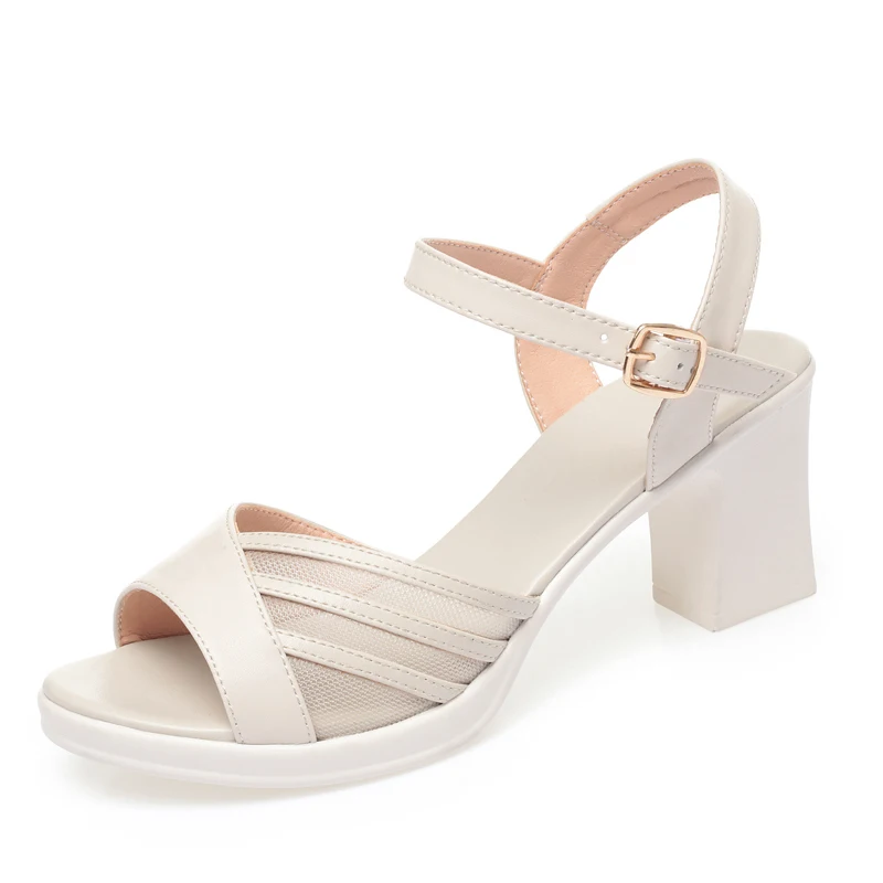 AIYUQI Women's Sandals Summer High Heel Sandals Women Genuine Leather Fashion Roman Sandals Women