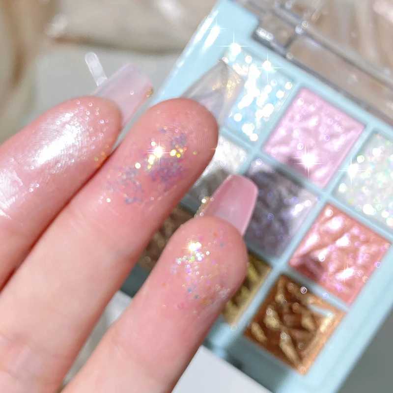 9-color eye shadow flash fluorescent snowflake sequin flash eye shadow palette waterproof shimmer silkworm cosmeticsW241212