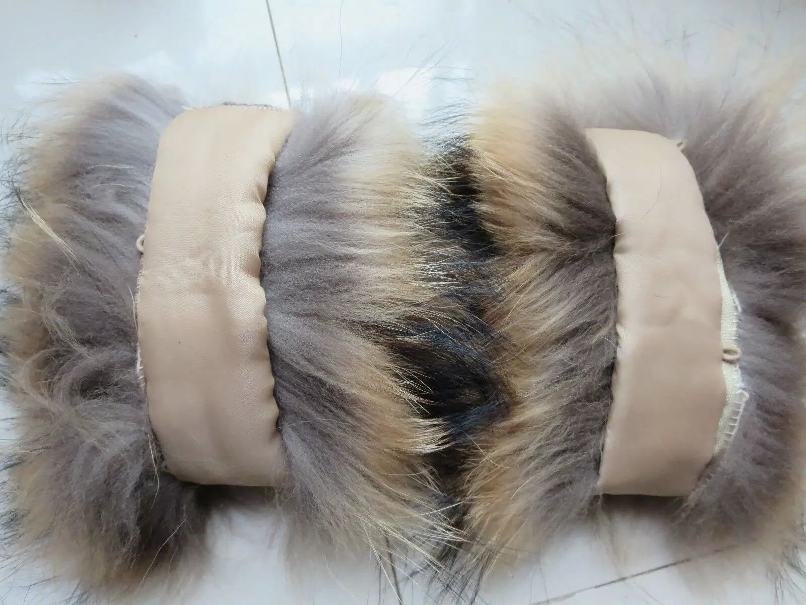 Womens real raccoon fur sleeves and cuffs warm in winter natural brown handmade 241212
