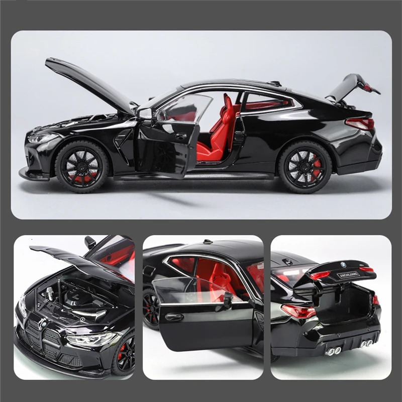 1 24 M4 G82 Coupe Alloy Sports Car Model Diecasts Metal Vehicles Car Model Simulation Sound Light Collection Chlidrens Toys Gift 241212