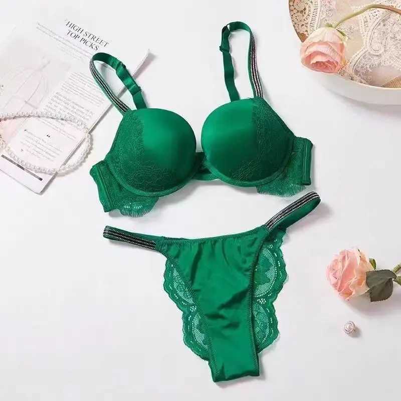 Push Up Underwear With Bulge Bralette Rhine Lingerie Pitted Bra and Panty Set for Women Seamless Brassiere Gathering ChestXJ241212