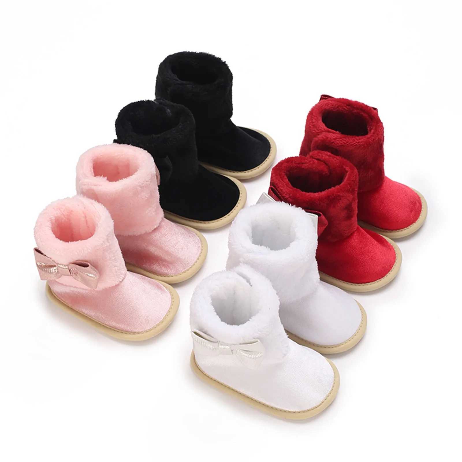 Boots Citgeett Winter Infant Boys Girls Snow Bow Warm Baby First Walker Shoes for Christmas H241212