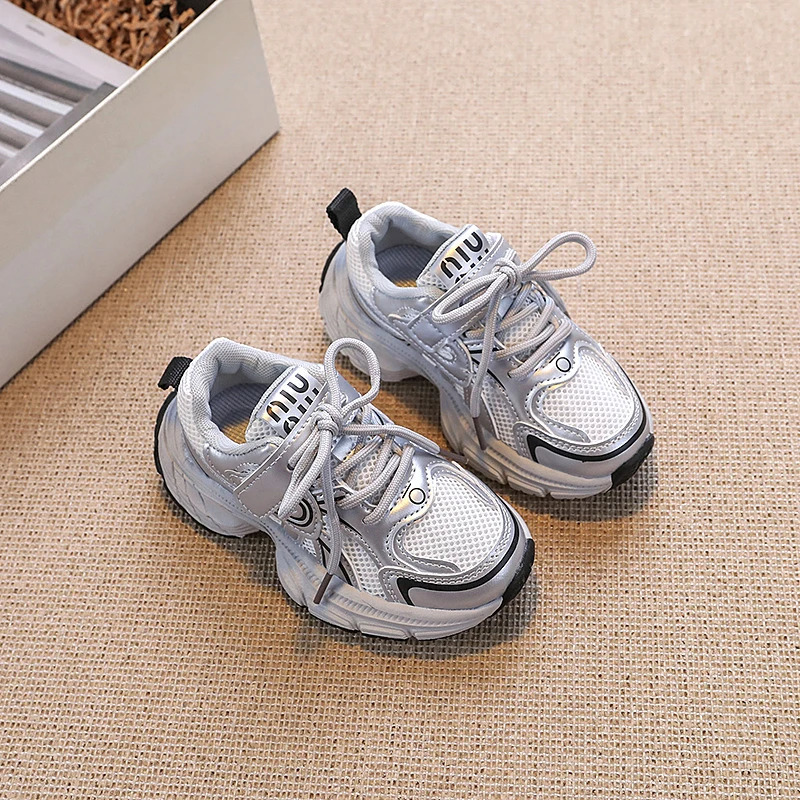 Childrens mesh breathable short chubby shoe n unisex white casual sports boys and girls tennis shoes childrens autumn 6-13Y C260130