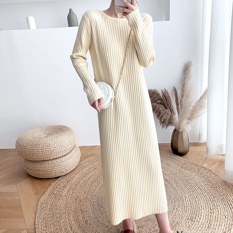 G11118Large size sweater dress for women autumn and winter new thick Korean loose bottom long knee-length knitted dress