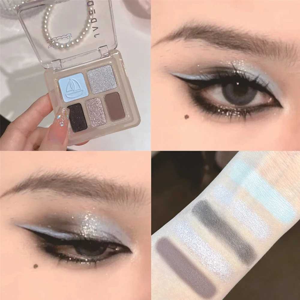 Sky blue 5 color eye shadow palette matte rose pink vibration color waterproof durable Korean makeupW241212