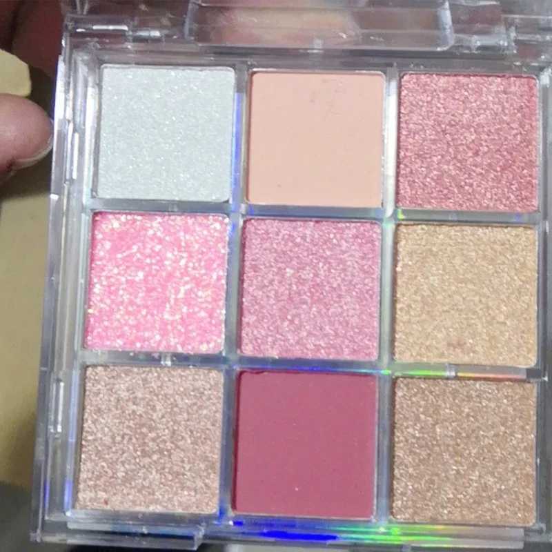 9-color durable makeup shiny eye shadow eye shadow pigment shiny glass eye shadow palette pink korean charming cosmeticsW241212