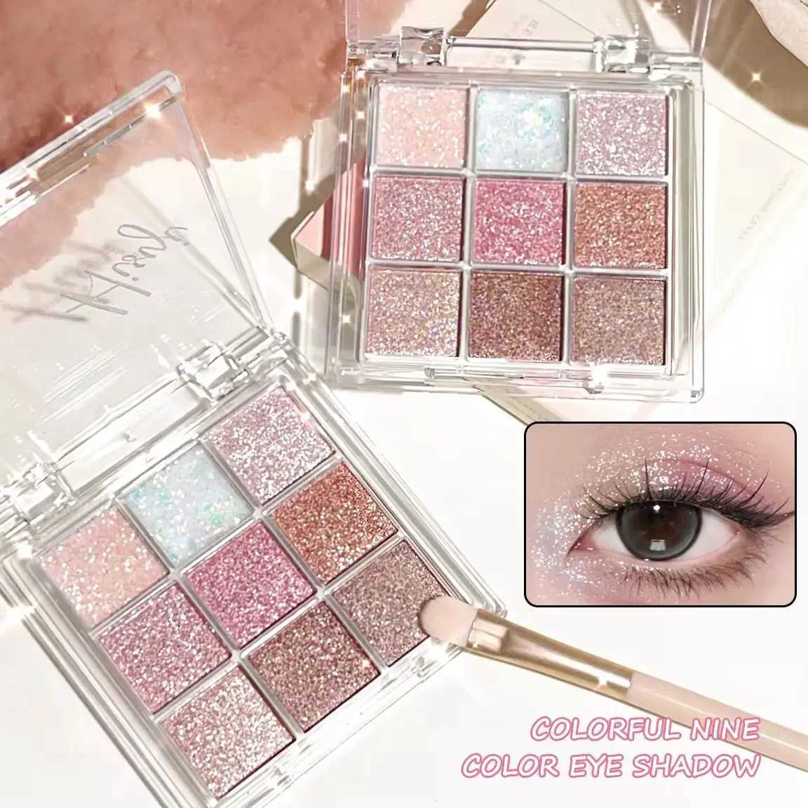 Dim light fine flash fluorescent lamp dazzling intelligent eye shadow palette Persistent color development sweat and waterproofW241212