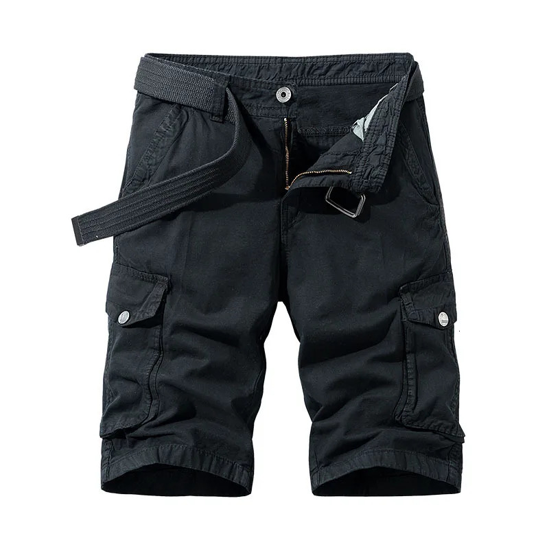 High quality summer mens multi pocket military cargo shorts mens cotton tactical shorts without straps 241211