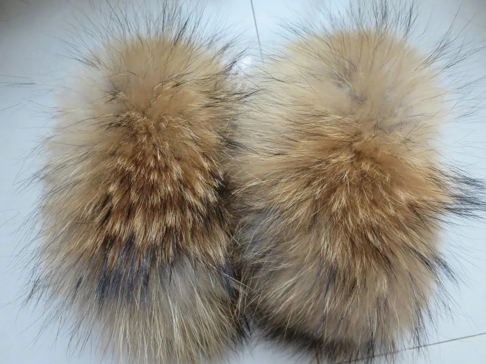 Womens real raccoon fur sleeves and cuffs warm in winter natural brown handmade 241212