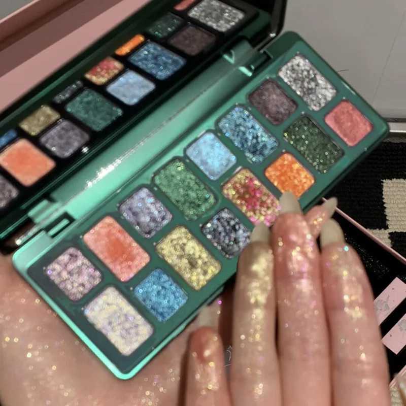 16 Color Green l Eyeshadow Makeup Palette Waterproof Lasting Diamond Glitter Eyeshadow Sparkling Crystal Eye Makeup CosmeticW241212