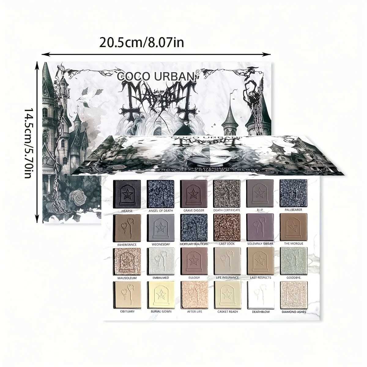 24 color eye shadow tray mirror shiny black smoke gray clothingW241212