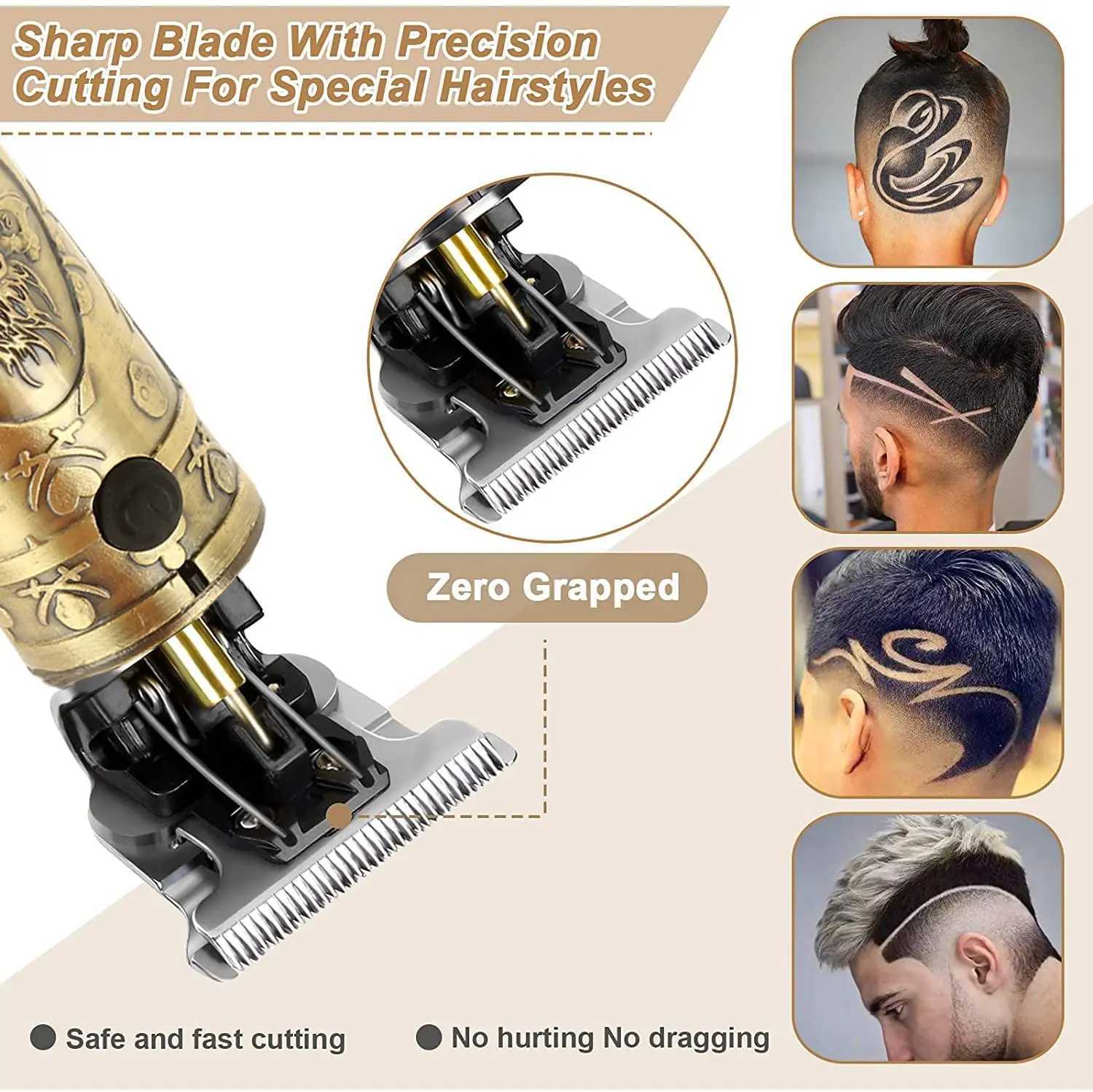 Professional mens hair clip with zero opening cordless hair trimmer professional mens hair clip and beauty kit rechargeable LED D W241212