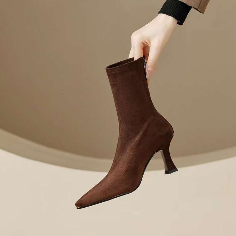 Autumn Women Sexy Pointed Toe Stretch Ankle Boots Short Shoes Fashion Partys Stiletto High Heel Socks Botas De Mujer