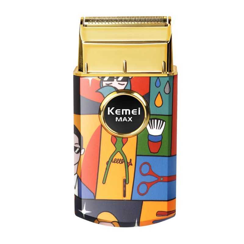 Kemei Titanium Double Foil Reciprocating Electric Shaver Professional Hair Clipper Shaver Mens Graffiti Pattern KM-RS7098 W241212