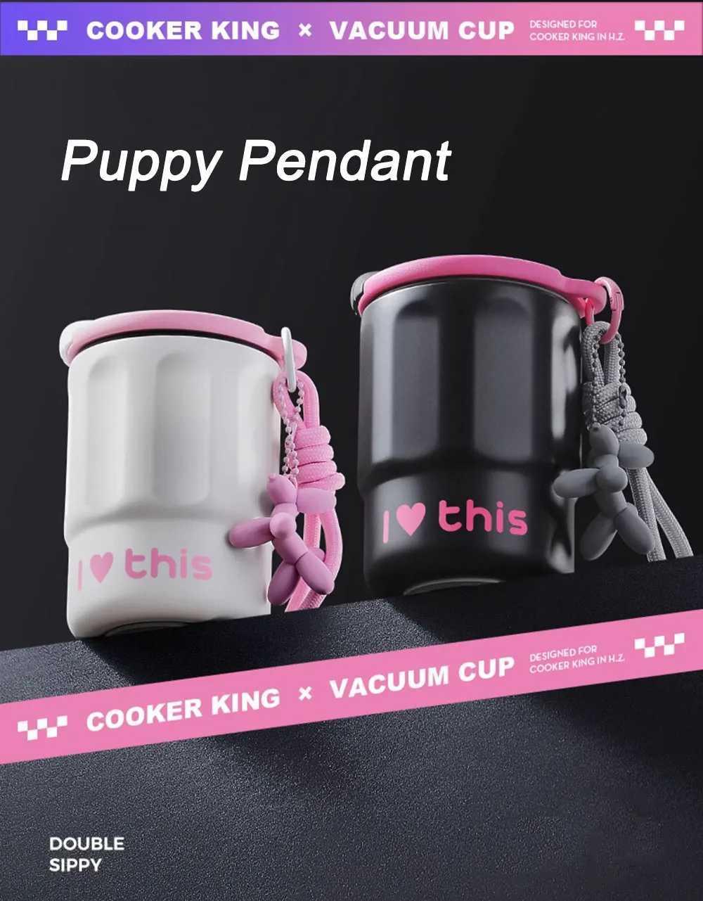 COOKER KING 304 stainless steel inflatable cup large capacity student cup portable coffee water cup used for hiking trips Y241211